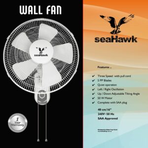 SEA HAWK WALL OSCILLATING FAN 16″ 400mm